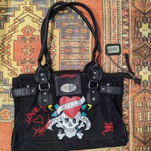 Ed Hardy 'Love Kills Slowly' black canvas